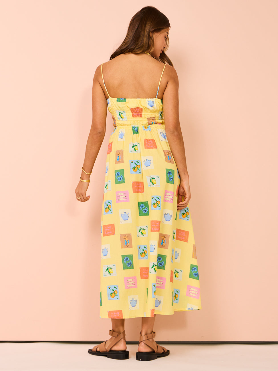 Vestido Longo Estampado de Frutas