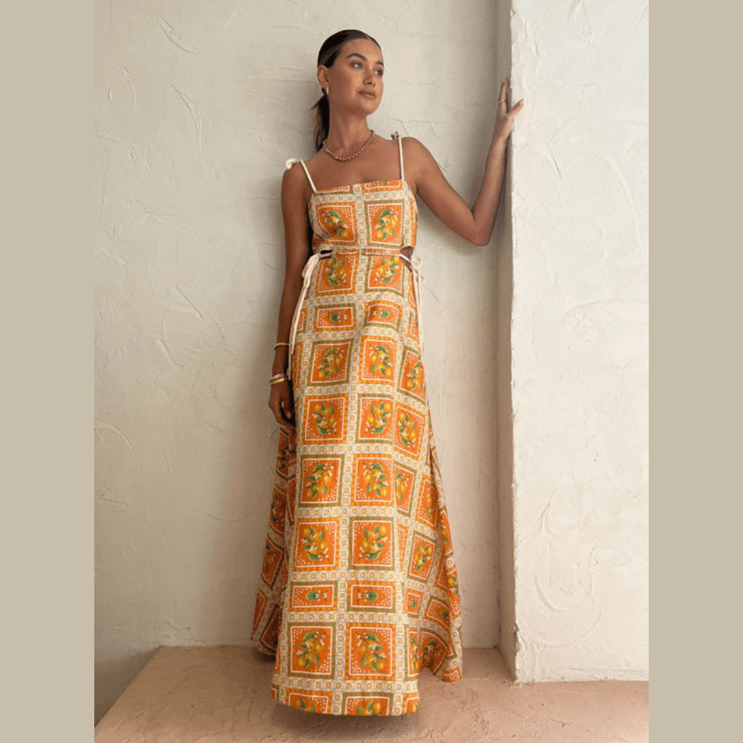 Vestido Longo Mosaico Laranja